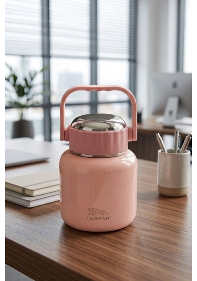 Cooker Leopar 900 Ml Kaşıklı Yemek Termosu Yk1517 Pembe