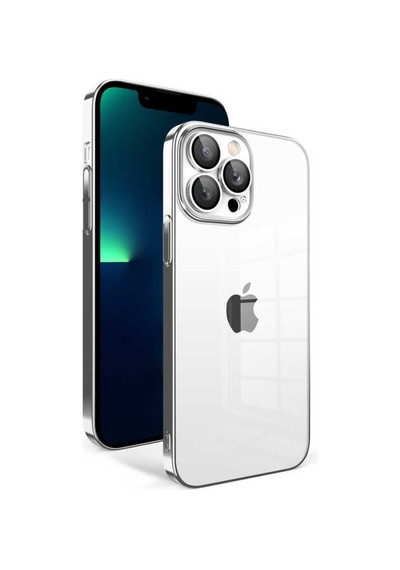 Apple Uyumlu iPhone 13 Pro Max Kılıf Kamera Korumalı Renkli Çerçeveli Zore Garaj Kapak Gümüş