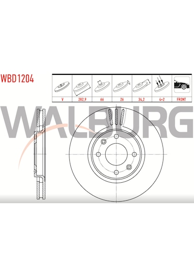 Walburg Wbd1204 Ön Fren Aynası Corsa F-crosland X-mokka E-partner-berlıngo-307-207-208-2008-1007-308-c3-c3 Aırcross- - C4-c5-xsara-ds3 283x26x4dlxhavalı 4249.84-4249.18 Walburg Wbd1204 Ön Fren Aynası Corsa F-crosland X-mokka E-partner-berlıngo-307-207-208-2008-1007-308-c3-c3 Aırcross- - C4-c5-xsara-ds3 283x26x4dlxhavalı 4249.84-4249.18