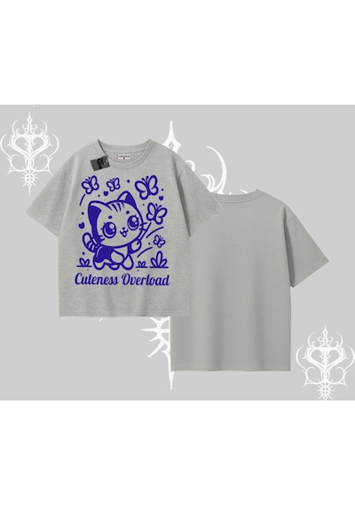 Tarzsokak Stay Cool Kedi Baskılı Kayık Yaka Tshirt Siyah