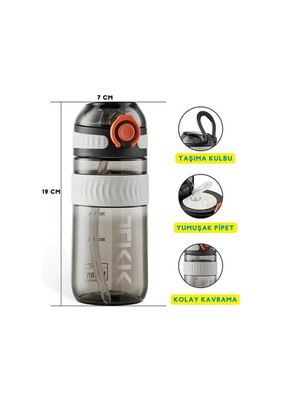 Tkk 550ml Silikon Pipetli Taşıma Kulplu Dayanıklı Malzeme Tritan Spor Matara Pembe Diğer