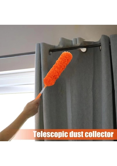 Teleskopik Saplı Mikrofiber Toz Püskülü Turuncu