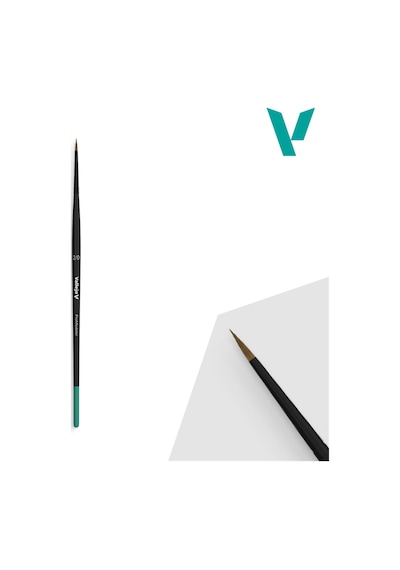 Vallejo B01020 No 2/0 Yuvarlak Uclu, Doğal Saç Kıllı, Yassı Saplı, Profesyonel Boya Fırçası
