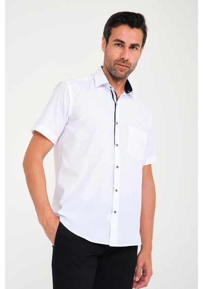 Klasik Kısa Kol Açık Zemin Kutu Desen Keten Cotton Hediye Kutulu Erkek Gömlek Fs-000745 - Beyaz Lacivert-1672 Klasik Kısa Kol Açık Zemin Kutu Desen Keten Cotton Hediye Kutulu Erkek Gömlek Fs-000745 - Beyaz Lacivert-1672