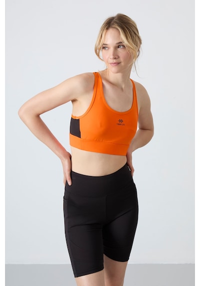 Tommy Life Neon Oranj Çapraz Sırt Detaylı Slim Fit U Yaka Pedli Kadın Spor Büstiyer - 97121 Turuncu