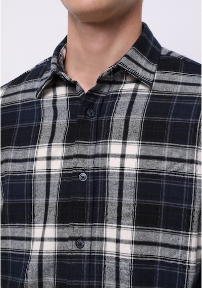 Colin's Colins Regular Fit Shirt Neck Ekoseli Erkek Lacivert Uzun Kol Gömlek Cl1076514 Q1.v1 Dnv Koyu Lacivert