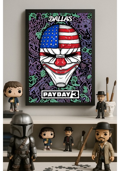 Payday Siyah Ahşap Çerçeveli Poster, Dekoratif Oyun Duvar Tablosu