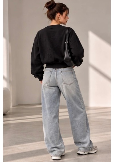Bbbutikbasic Fermuar Detaylı Şardonlu 3 İplik Kadın Sweatshirt My3535 siyah
