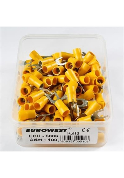 Eurowest 4,00-6,00mm M5 Çatal Tip İzoleli Kablo Ucu 1 Kutu 100 Adet
