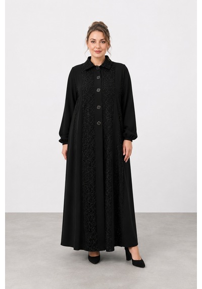 Bihan Store Kadın Düğmeli Tam Boy Elbise 4 Çıt Çıt Kapamalı Ve Lastikli Kol Uçlu Y26-25117 - Siyah Bihan Store Kadın Düğmeli Tam Boy Elbise 4 Çıt Çıt Kapamalı Ve Lastikli Kol Uçlu Y26-25117 - Siyah