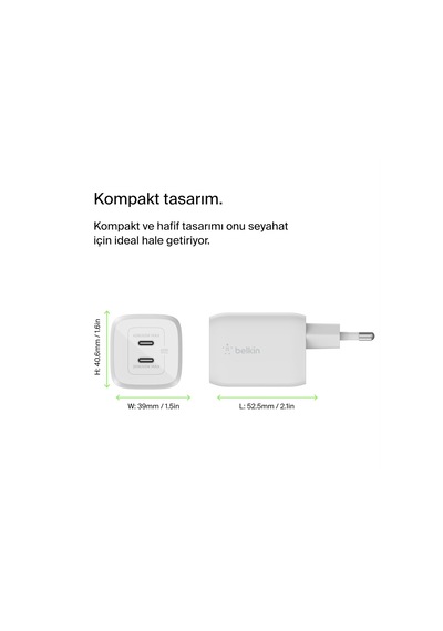 Belkin Şarj Bölümü Usb-c Gan 65wşarj Bölümü Usb-c Gan 65w