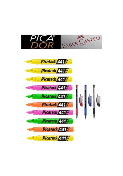 Picatack 441 Fosforlu Kalem Karmaofis Set 1 Karışık2