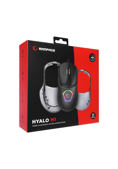 Rampage Hyalo M1 Siyah Değiştirilebilir 3 Kapaklı Rgb 12000 Dpı Gaming Oyuncu Mouse Rampage Hyalo M1