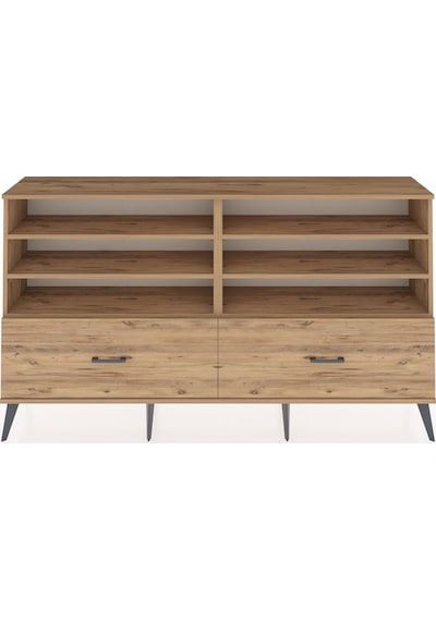 Arges Konsol 6 Raflı 2 Çekmeceli 176x30x99 Çam-çam Çam-çam