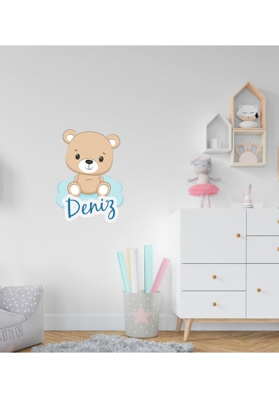 Kişiye Özel Sevimli Ayıcık Tasarımlı Çocuk Odası Duvar Sticker-4