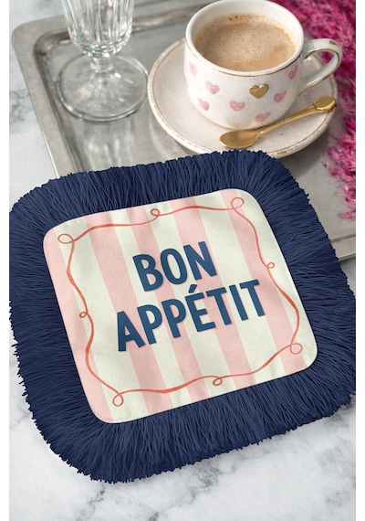 Fransız Bon Appetit Saçaklı Sunum Peçetesi - Şık Pastel Çizgili Bohem Lacivert Bardak Altlığı Mendil Buzlu Sisli Gri Fransız Bon Appetit Saçaklı Sunum Peçetesi - Şık Pastel Çizgili Bohem Lacivert Bardak Altlığı Mendil Buzlu Sisli Gri