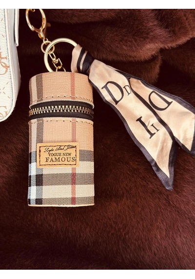 Elora Atelier Fular Detaylı Mini Çanta Charm Ekose