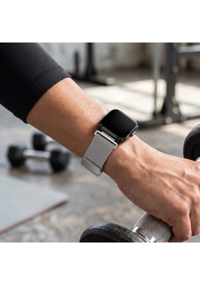 Caseonn Garmin Cırqa Akıllı Bileklik Kordon Manyetik Metal Hasır Kayış Gümüş