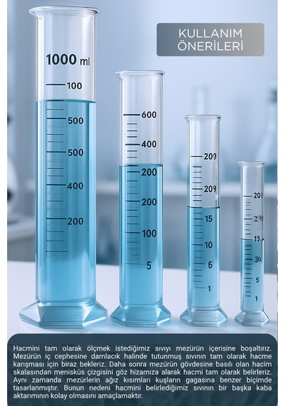 Mezür 100 Ml A Sınıfı Uzun Form Hexagonal Cam Taban