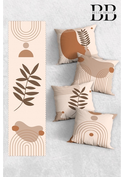 Belle Benoit Baskılı Runner & Koltuk Kırlent Kılıfı Set Desen50