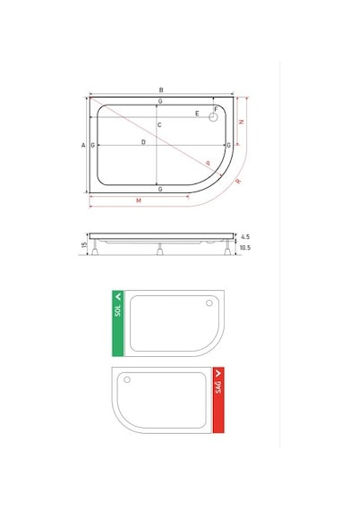 Shower 100x140 Oval Asimetrik Duş Teknesi Panelli