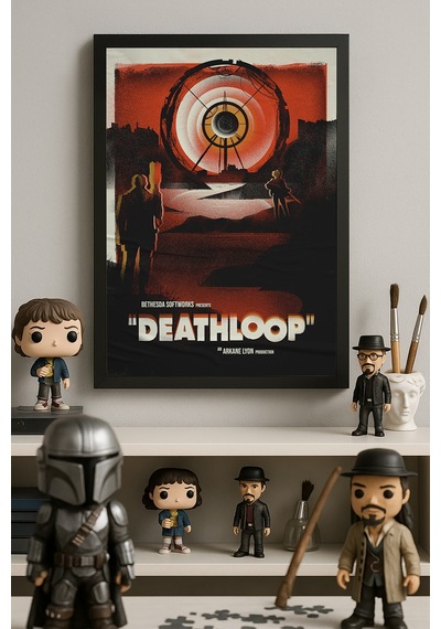 Deathloop Siyah Ahşap Çerçeveli Poster, Dekoratif Oyun Duvar Tablosu