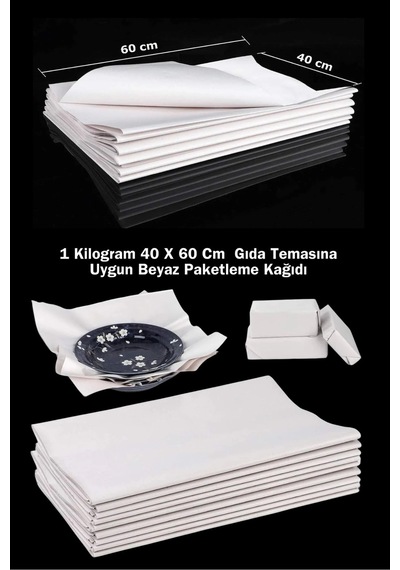 1 Kg 40x60 Cm Beyaz Paketleme Sarma Kağıdı Eşya Taşıma Tabak Bardak Sarma Kağıdı