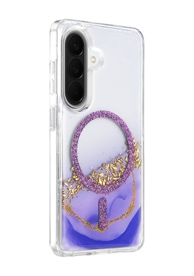 Onegif Samsung Uyumlu Galaxy A56 Lotus Simli Magsafe Kapak - Mor