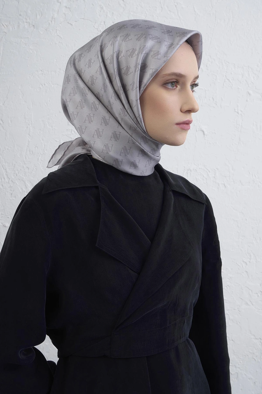 Armine Saf İpek Sura Eşarp 9412d 87 Gri