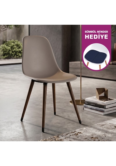 Vilinze Eames Kestane Ahşap Ayak Plastik Gri Sandalye Eames-beyaz Gri - Kestane