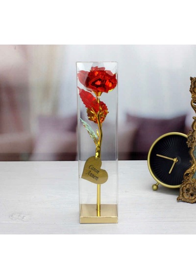 Kırmızı Gül Anneler Günü Kutulu Kırmızı Sonsuzluk Gülü 25x6 Cm Dekoratif Şık Hediye Gül Anneye Özel Zarif Hediye Kod:2
