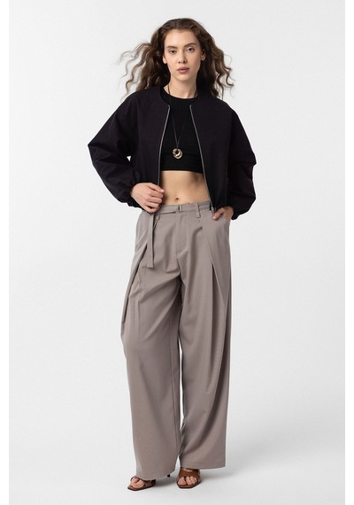 Antioch Crop Kadın Bomber Mont Siyah