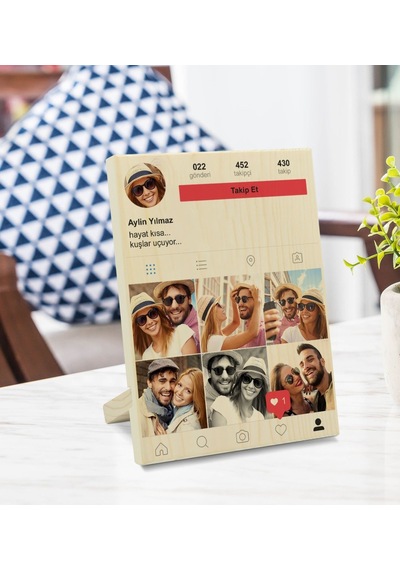 Kişiye Özel Instagram Tasarımlı Dekoratif Ahşap Çerçeve