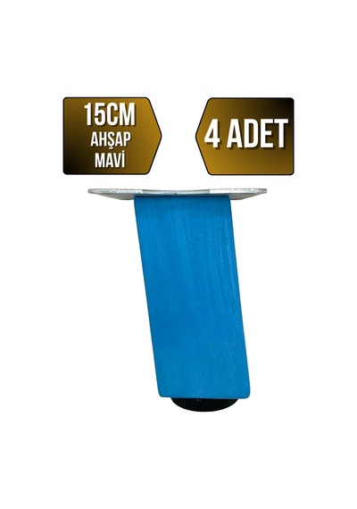 Kale Eğimli Ayarlı Ahşap Ayak Mobilya Masa Ve Dolap Ayağı Mavi 15cm 4 Adet