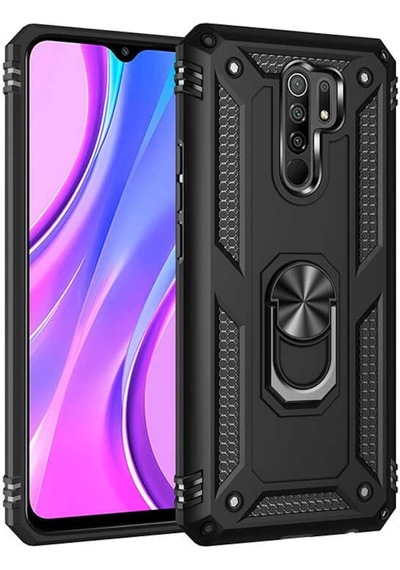 Xiaomi Redmi 9 Kılıf Zore Vega Yüzüklü Standlı Zırh Kılıf