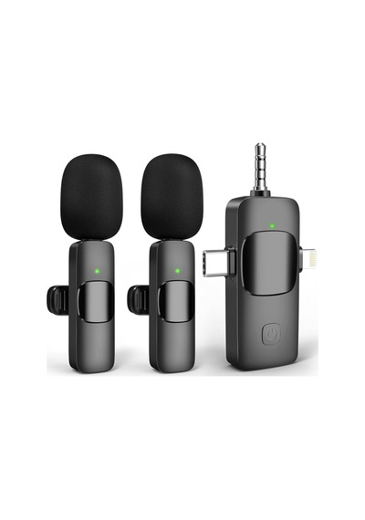 2 Li Kablosuz Yaka Mikrofonu İos, Android, Kamera, Usb-c , Video Kaydı, Vloglama, Youtube Uyumlu