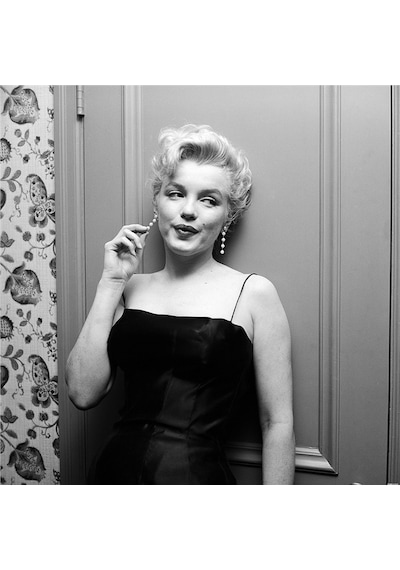 Siyah Beyaz Marilyn Monroe Fotoğrafları Doğal Taş Bardak Altlığı 4'lü Set - Natural Stone Coasters - Taş Beyaz - Siyah
