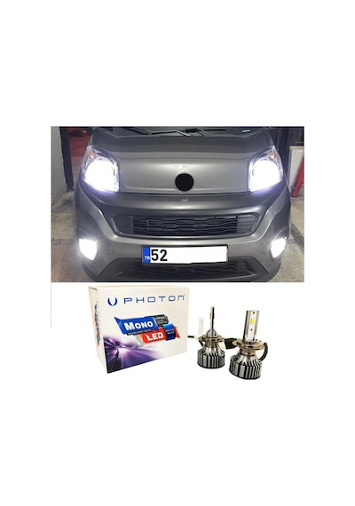 Fiat Fiorino Led Xenon Uzun + Kısa Far Ampulü H4 Mono Yeni Seri Beyaz