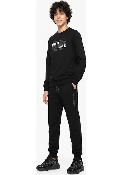 Modanino Erkek Çocuk Eşofman Takımı -2 İplik Sweatshirt+pantolon 6-16 Yaş 12771smp Siyah