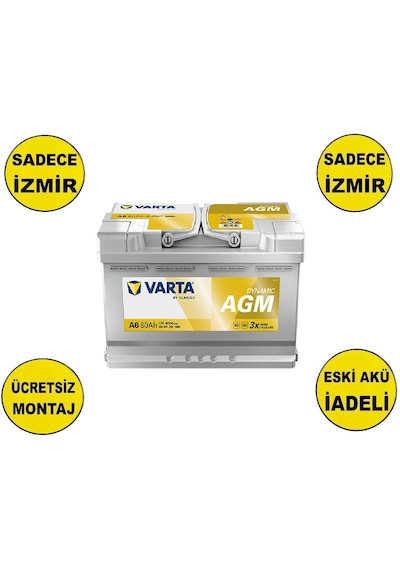 Varta A6 Dynamic Agm Start-stop 12 V 80 Ah 800 Cca Akü-yerinde Montaj