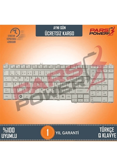 Toshiba Uyumlu Satellite L500-1EG, L500-1EH Notebook Klavye (Gümüş TR) (Pars Power) Gümüş 620534