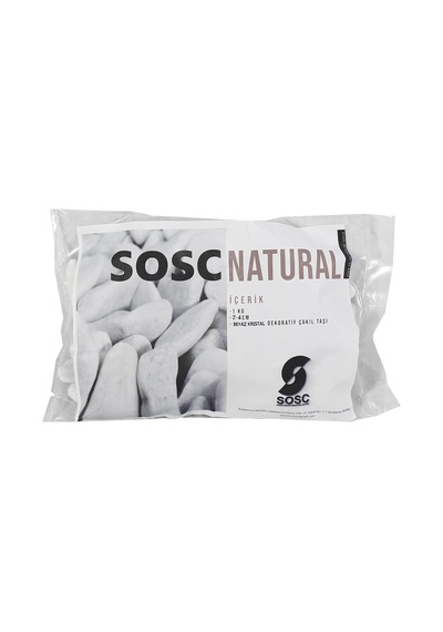 Sosc Natural Beyaz Dolomit Dekoratif Çakıl Taşı, İç Ve Dış Mekan Peyzaj İçin, 2-4 Cm, 1 Kg, Bahçe Saksı Süs
