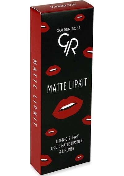 Golden Rose Matte Lip Kit - Scarlet Red Likit Mat Ruj + Dudak Kalemi