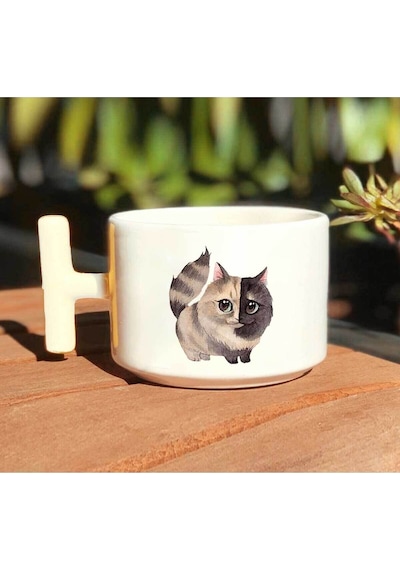 Kedi Baby Baskılı Beyaz T Kulp Kupa Bardak