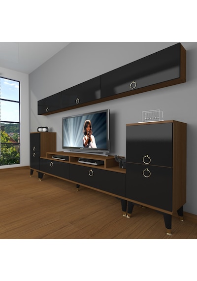 Decoraktiv Ekoflex 9 Mdf Gold Tv Ünitesi Tv Sehpası Ceviz - Siyah