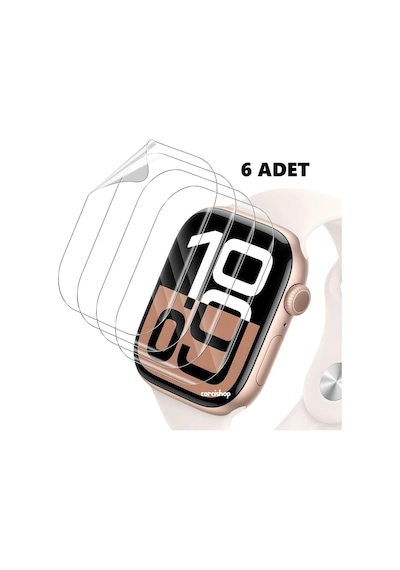 Apple Watch Uyumlu Series 11 Gps + Cellular 46mm Ekran Koruyucu Nano Jelatin 6 Adet - İnce Ve Esnek