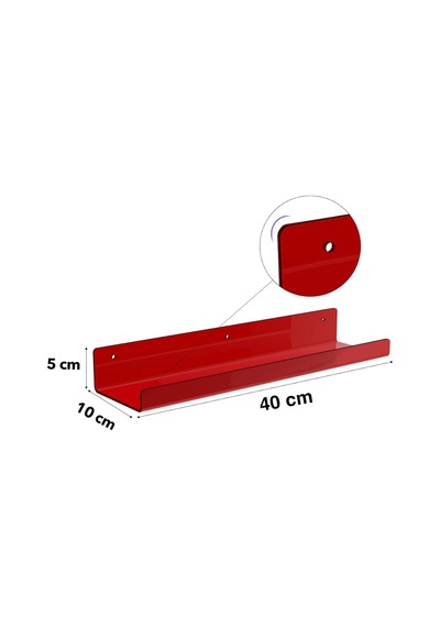 Pleksi Duvar Raf Bordo, 40cm X 10cm Diğer