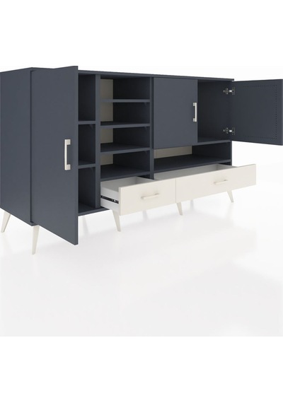 Kronos Konsol 8 Raflı 2 Çekmeceli 3 Kapaklı 176x59x99 Antrasit-an Antrasit-antrasit/aytaşı