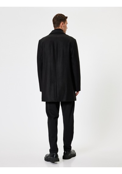 Koton Slim Fit Kaşe Kaban Cep Detaylı Siyah 5wam00021hw Siyah