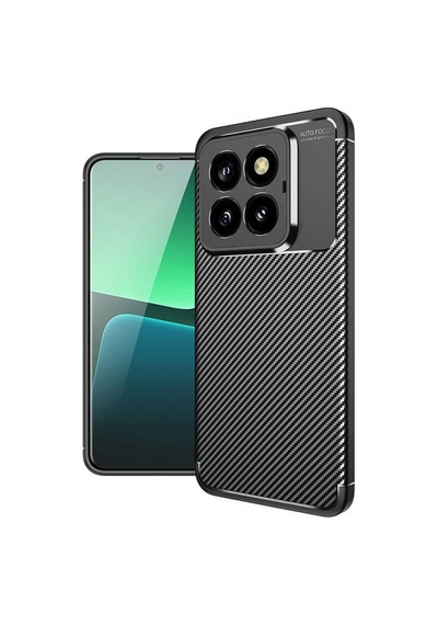 Apsuwa Xiaomi Mi 14 Pro Kılıf Negro Karbon Fiber Desen Silikon + Ekran Koruyucu Nano